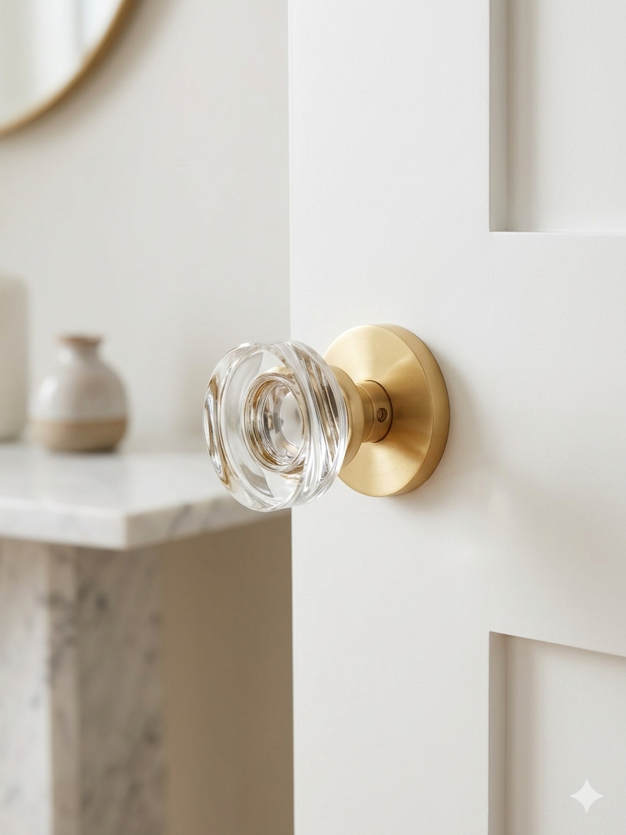 Vintage style clear glass door knob